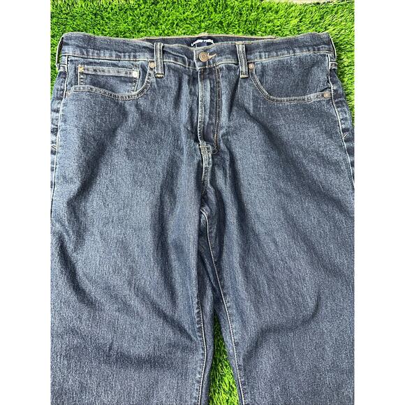 VINTAGE Lands' End Mens Plaid Lined Dark Washed Denim 38 Jeans Fits 38x32 - Picture 4 of 11